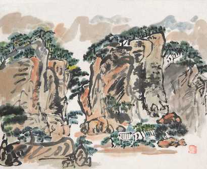 陈子庄 山水 镜心
